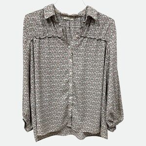 Max Studio Geometric Print Button-Down Shirt Size XL